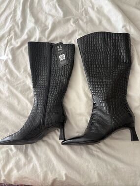 Naturalizer DEESHA black kitten heel boots extra wide calf